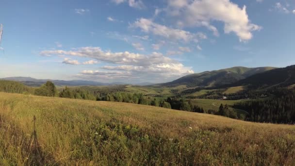 Bentang Alam Musim Panas Time Lapse Dengan Pemandangan Pegunungan Borzhava — Stok Video