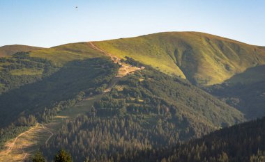 Karpatlar 'daki Borzhava dağ sırasının manzaralı yaz manzarası