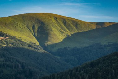 Karpatlar 'daki Borzhava dağ sırasının manzaralı yaz manzarası