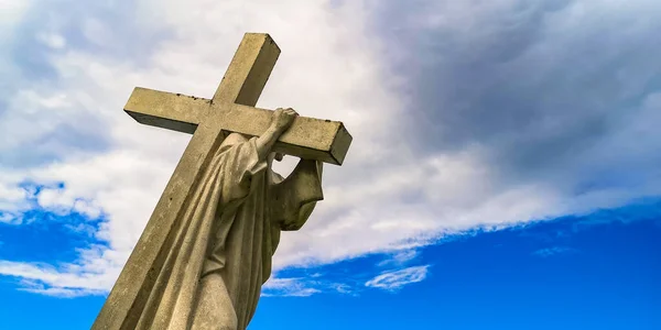 Paisagem Cruz Adoração Com Jesus Campo — Fotografia de Stock