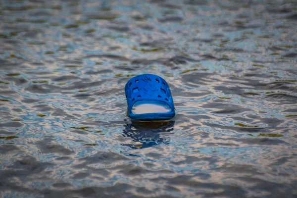 Гумовий Ковзаняр Плаває Річці — стокове фото