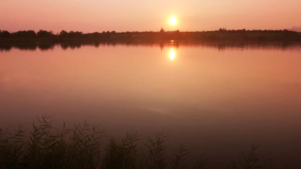 Beautiful Time Lapse Evening Landscape Lake — Stock Video