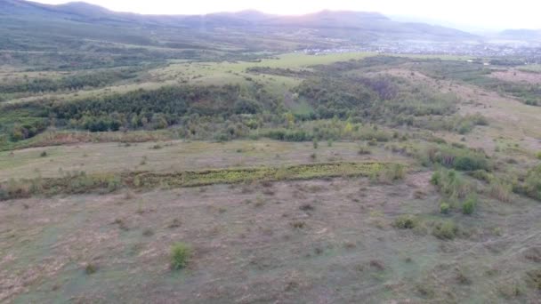 Fotografía Aérea Del Campo Los Cárpatos Atardecer — Vídeos de Stock