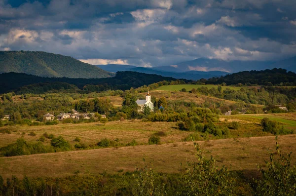 Autumn Landscape Countryside Carpathians Sunset — Stock Photo, Image