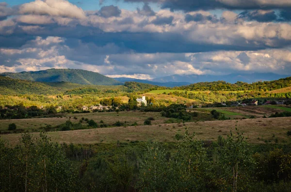 Autumn Landscape Countryside Carpathians Sunset — Stock Photo, Image