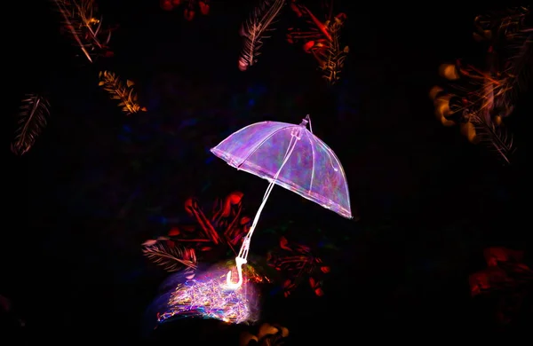 Dibujo Ligero Tema Otoño Con Paraguas — Foto de Stock