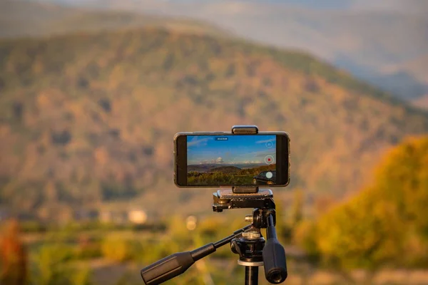 Vídeo Smartphone Rodaje Los Cárpatos Otoño — Foto de Stock