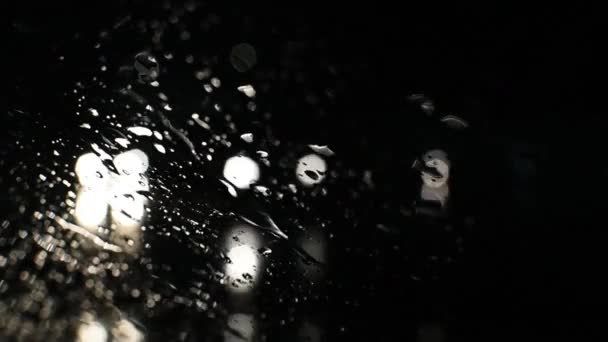 Bokeh Naturale Fari Auto Traffico Urbano Durante Pioggia — Video Stock