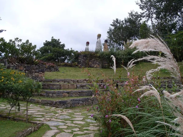 Répliques Sarcophage Karajia Dans Les Jardins Extérieurs Musée Momie Leymebamba — Photo