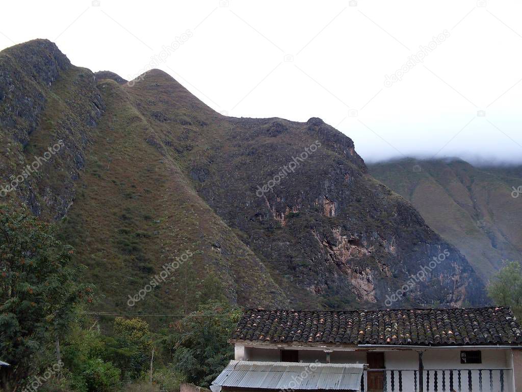 Landscape of the hills surrounding the city of Leymebamba, lush vegetation forest
