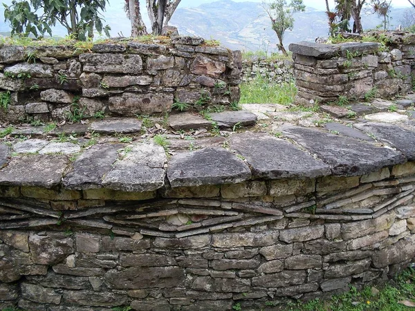 Decorazione Sulle Pareti Una Casa Circolare Della Fortezza Kuelap Sotto — Foto Stock