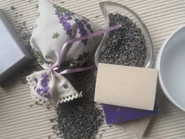 Natural healthcare with clean water and lavender soaps