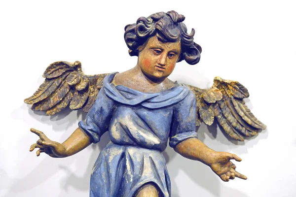 angel baroque wood sculpture, christian ancient angel with wings