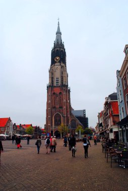 Yeni Kilise'nin görünümü, ana meydan Delft (Hollanda)