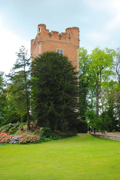 Ancien Château Belgique Brique Rouge Vue Sur Parc — Photo