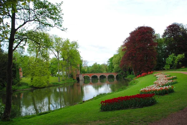 Parc Étang Dans Château Groot Bijgaarden Belgique — Photo