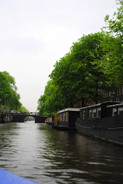 Výhled Kanálu Domy Amsterdamu — Stock fotografie