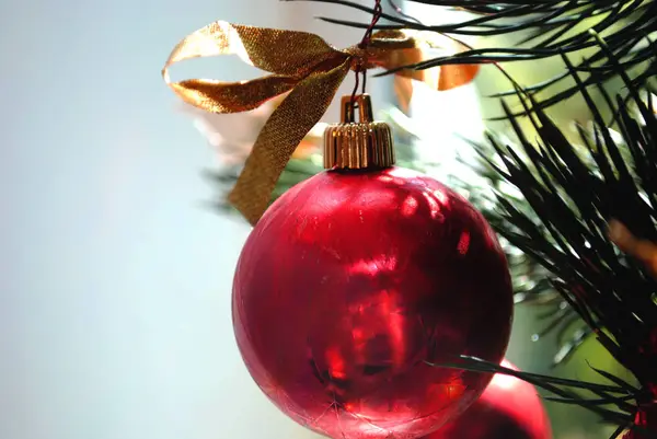 Kerstboom Speelgoed Rode Bal Kerst Decoratie — Stockfoto