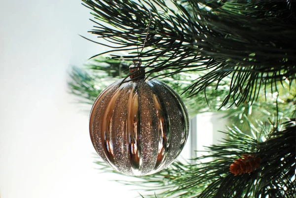 Jouet Sapin Noël Boule Argent Décoration Noël — Photo