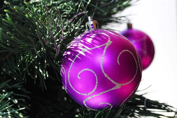 Juguete Del Árbol Navidad Bola Púrpura Decoración Navidad — Foto de Stock