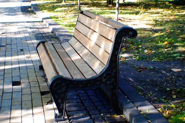 Antique Bench Alley Autumn Park — Stock Photo, Image