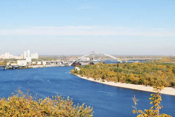 Vista Cidade Praça Postal Rio Dnieper Kiev Ucrânia — Fotografia de Stock