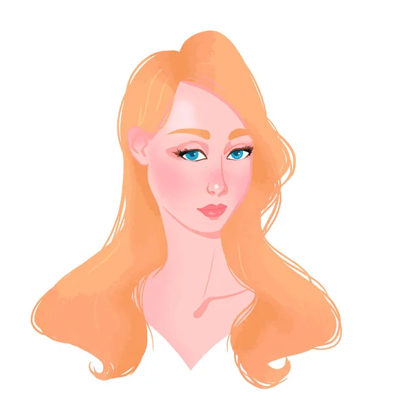 Vacker ung kvinna ansikte med blont hår. — Stock vektor