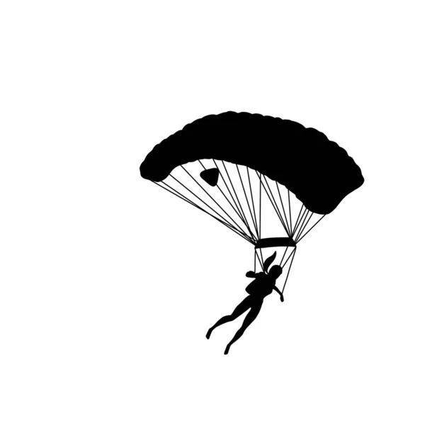 Black silhouette of a girl with parachute — Stock Photo, Image