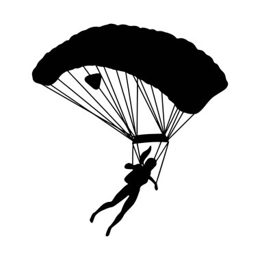 Paraşüt ile bir kızın siyah silüeti
