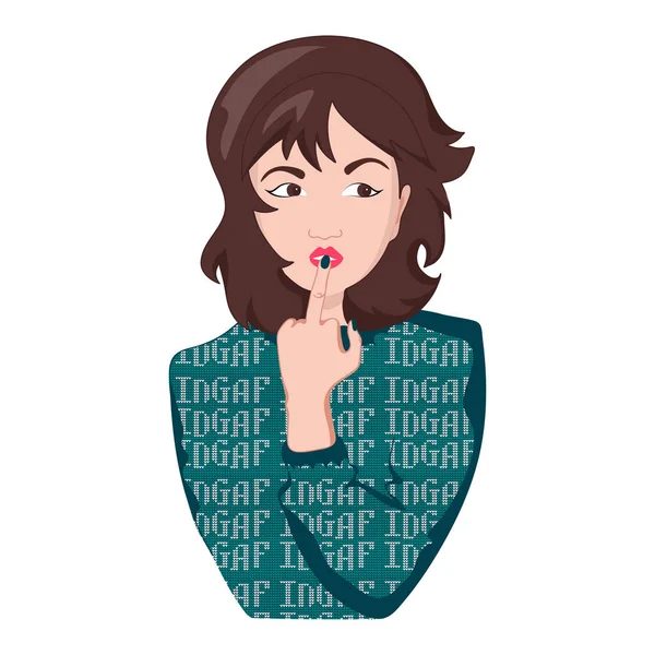 Young beautiful asian woman show middle finger fuck you off near his mouth. Vector illustration Vector Graphics