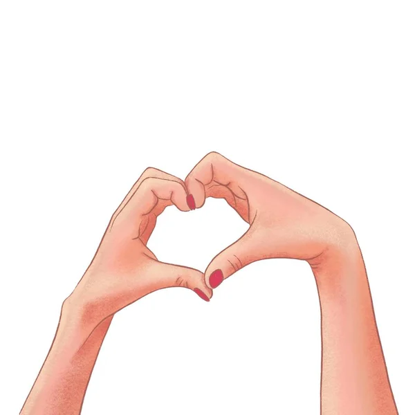 Narysowana kobieta ręce co kształt serca — Zdjęcie stockowe