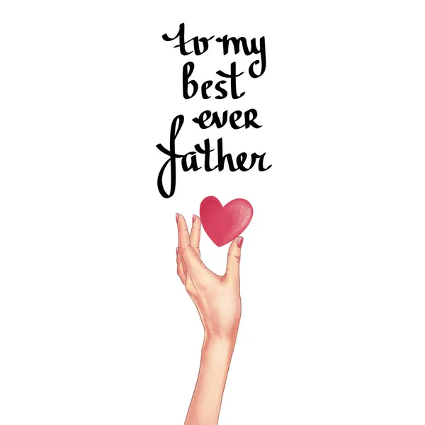 Happy Father Day Best Ever Father Drawn Quote Illustration Hand — Stock Photo, Image