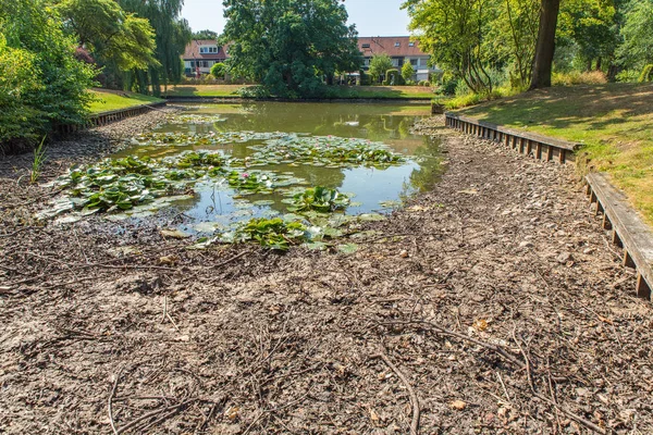 Secado Estanque Ciudad Europea Período Verano — Foto de Stock