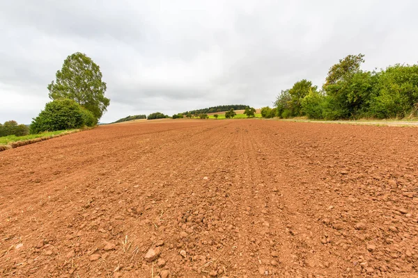 Plowed Brown Farmland Landscape Sauerland Germany — Stock Photo, Image