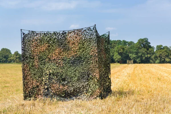 Camouflage Tent Dutch Grain Field Hunters Animal Spotters — Stock Photo, Image