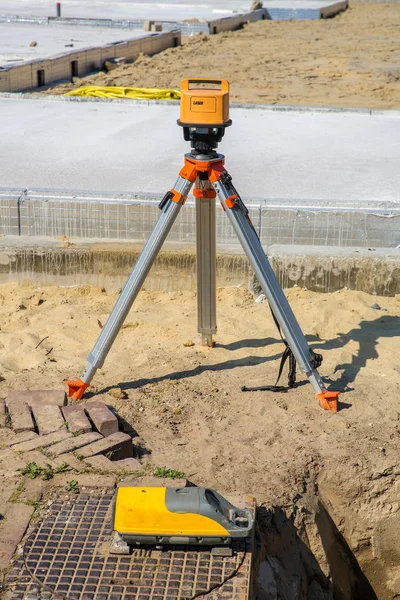 Budowy Posadzki Betonowe Laser Sprzęt Geodezyjny — Zdjęcie stockowe