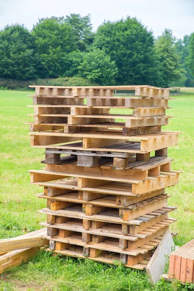 High Stack Wooden Pallets Dutch Pasture — Stock Photo, Image