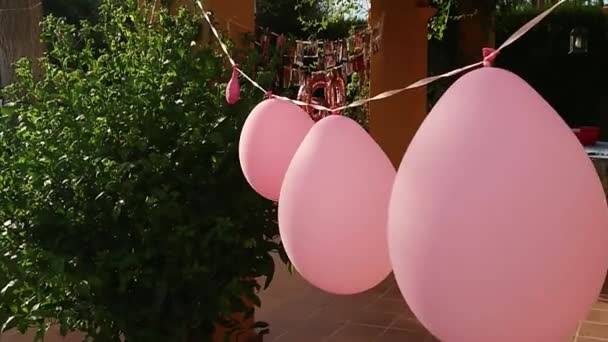 Minden Felkészült 60Th Évfordulós Party Rózsaszín Léggömb — Stock videók