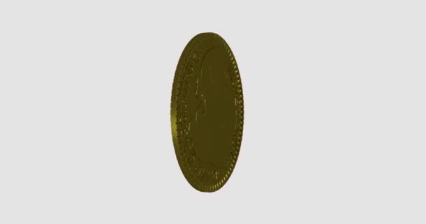 Golden Coin Spining White Background — Stock Video