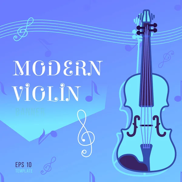 Modern keman konser posteri. Vektör çizim arka plan. Mavi renkleri