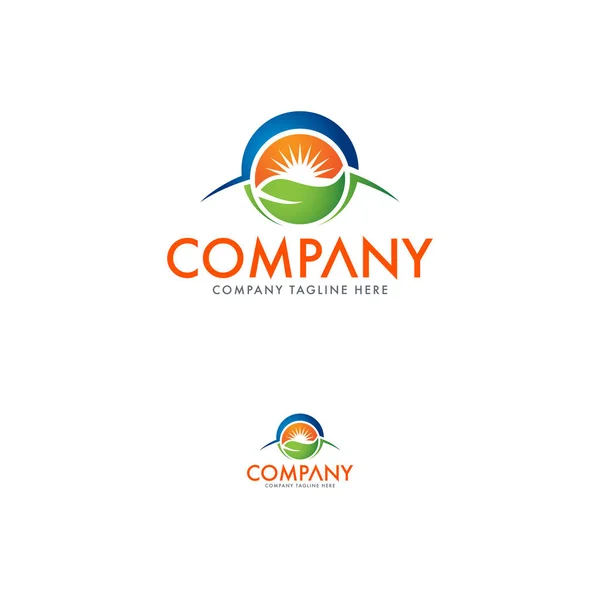 Energy Nature Logo Design Template Modello Logo Foglia — Vettoriale Stock