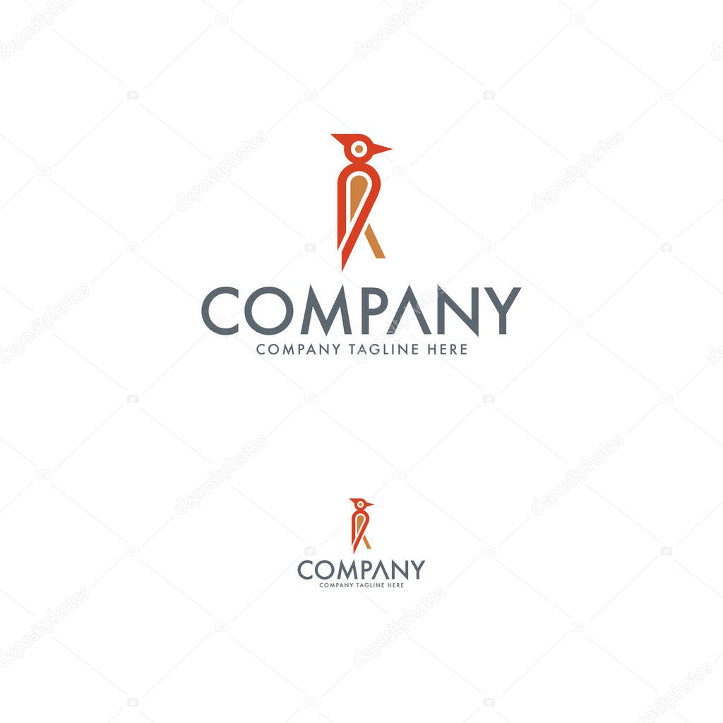 Creative woodpecker logo design template