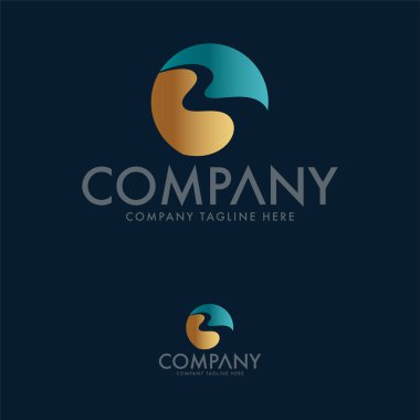 Yaratıcı nehir, vadi ve B harfi logo şablonu