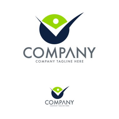 Yaratıcı Mektup V ve İnsan Logo Tasarım Şablonu