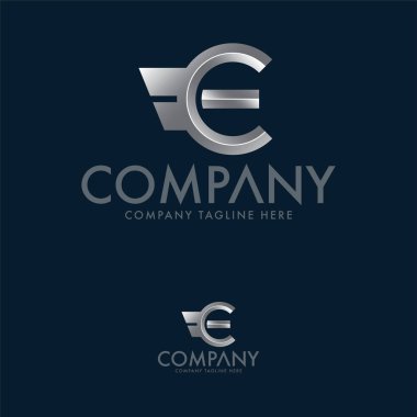 Ce harfi ve Wings Logo Şablonu