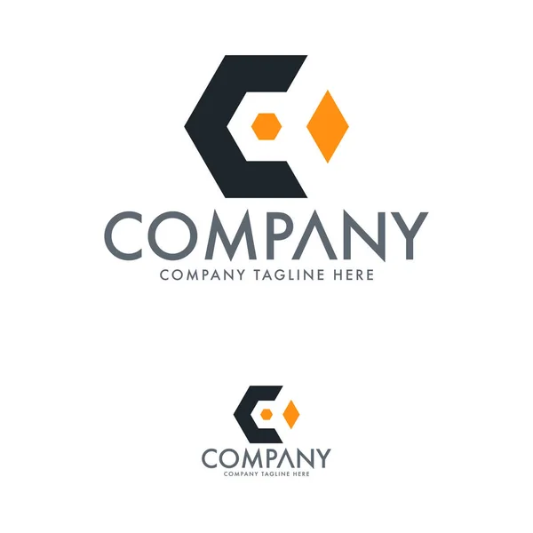 Lettera Esagonale Logo Design Template — Vettoriale Stock
