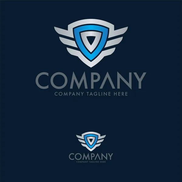 Flügel Und Schild Logo Design Vorlage — Stockvektor