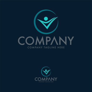 İnsan V Logo Tasarım Şablon Vektörü