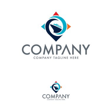 Yaratıcı Yatçılık ve Nakliye Logosu. Pin ve Pusula Logo Şablonu