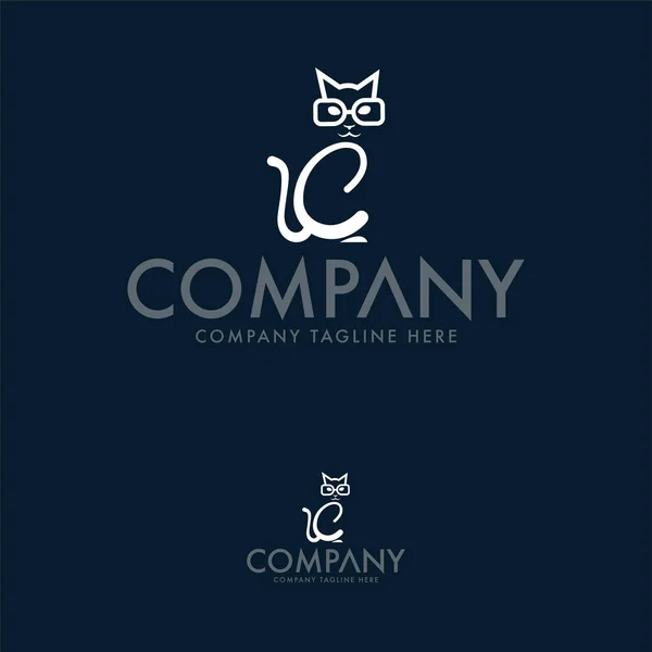 Modelo Design Logotipo Gato Criativo — Vetor de Stock